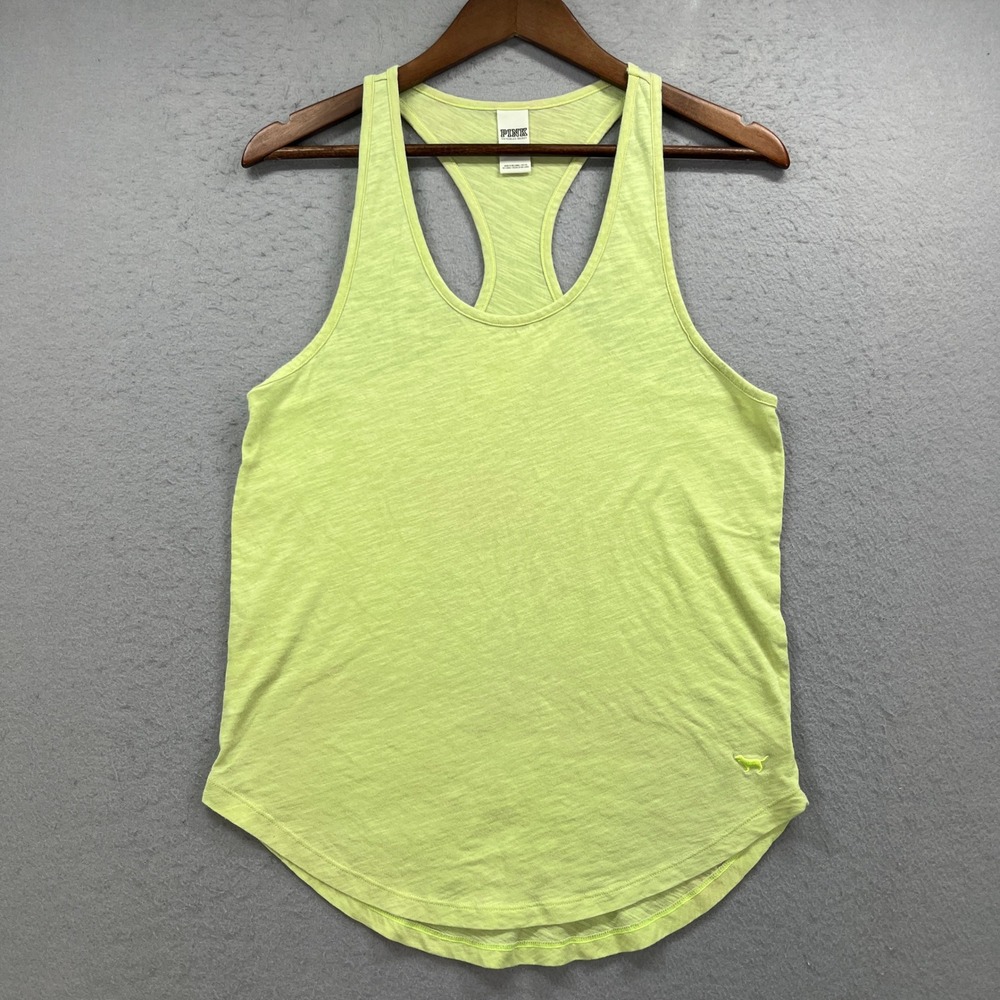 PINK Victorias Secret Tank Top Womens Medium Green Sleepwear Racerback Lounge